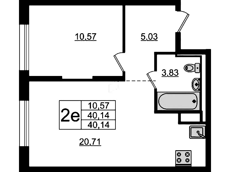 1-комнатная квартира 40.14 м², 3/12 эт., ЖК «Новые Лаврики»